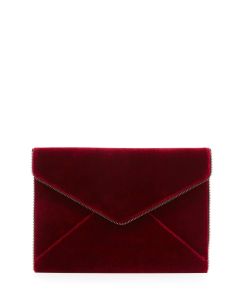 Leo Velvet Envelope Clutch Bag, Soft Berry