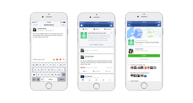 The check in flow on Facebook's mobile app.