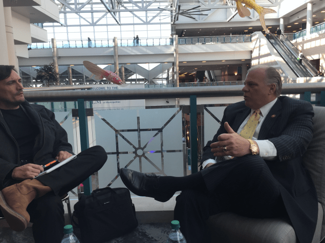 Max Pizzaro and Senate President Steve Sweeney at the Atlantic City Convention Center Wednesday.