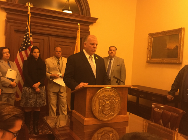 Sweeney at Monday's press conference, where he announced a new bill to supplement bail reform in New Jersey.