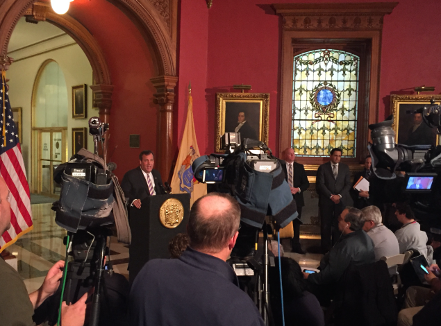 Christie announcing his plans to renovate the State House in November, 2016.