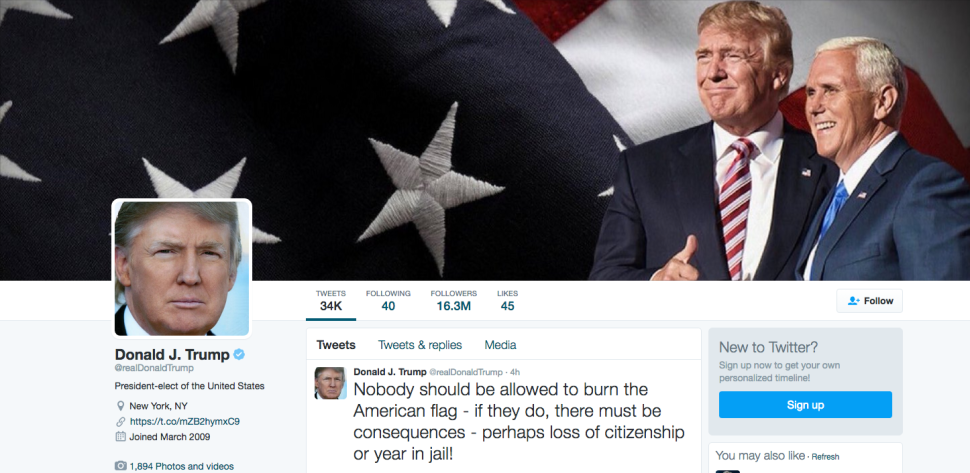 Donald Trump's Twitter account.