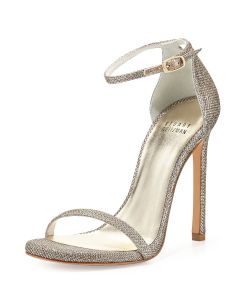 Nudist Ankle-Strap Sandal, Platinum