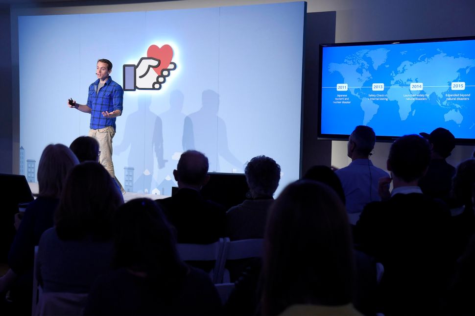 Peter Cottle, the engineer behind Facebook's "Safety Check" feature, at the company's "Connecting For Good" event in Manhattan, November 17, 2016.