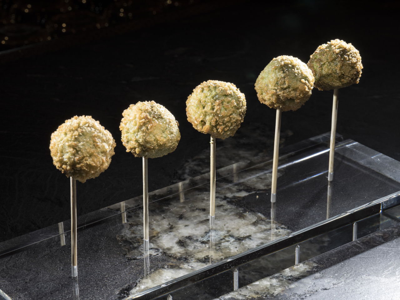 Edamame lollipops.