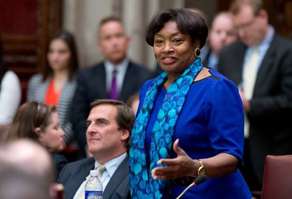 Senate Minority Leader Andrea Stewart-Cousins, right, with State Senator Michael Gianaris.