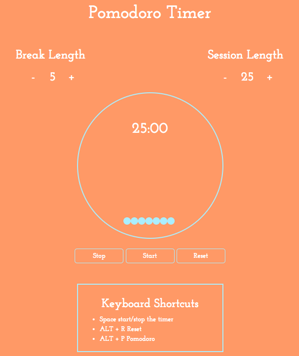 One of my earlier projects, a pomodoro clock