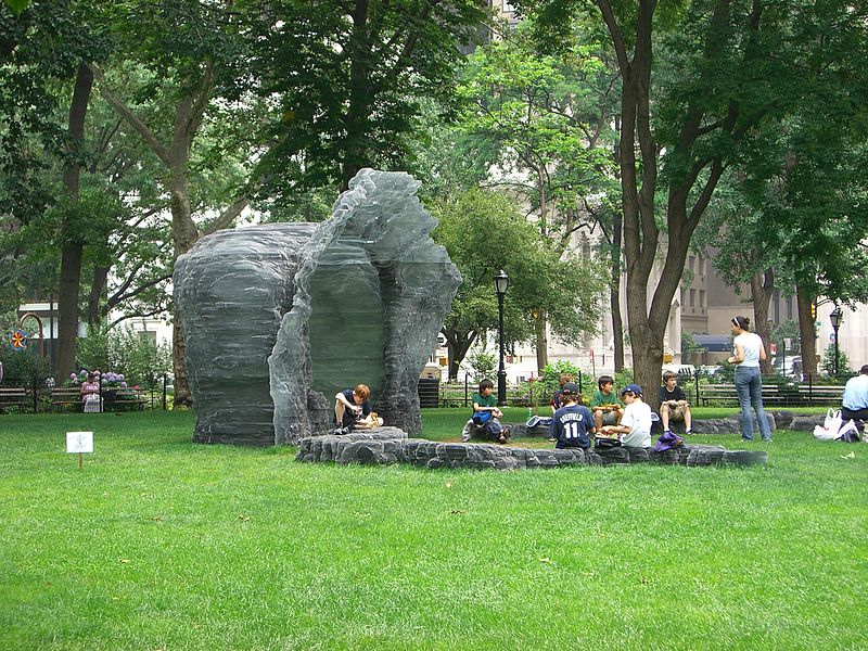 A sculpture by Ursula von Rydingsvard in Madison Square Park.