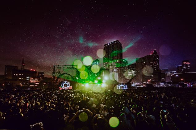 Aphex Twin played a symbol-rich set, his first US apperacne in eight years, as the lasers met the rain