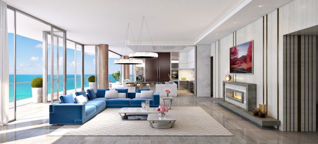 A rendering of one of the luxe apartments.