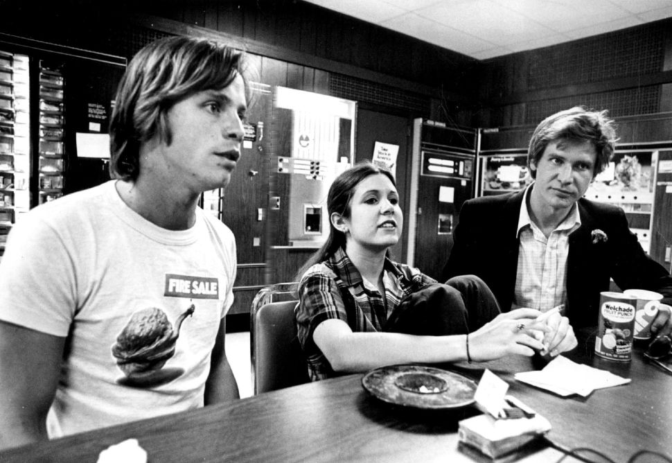 From left, Mark Hamill, Carrie Fisher and Harrison Ford.