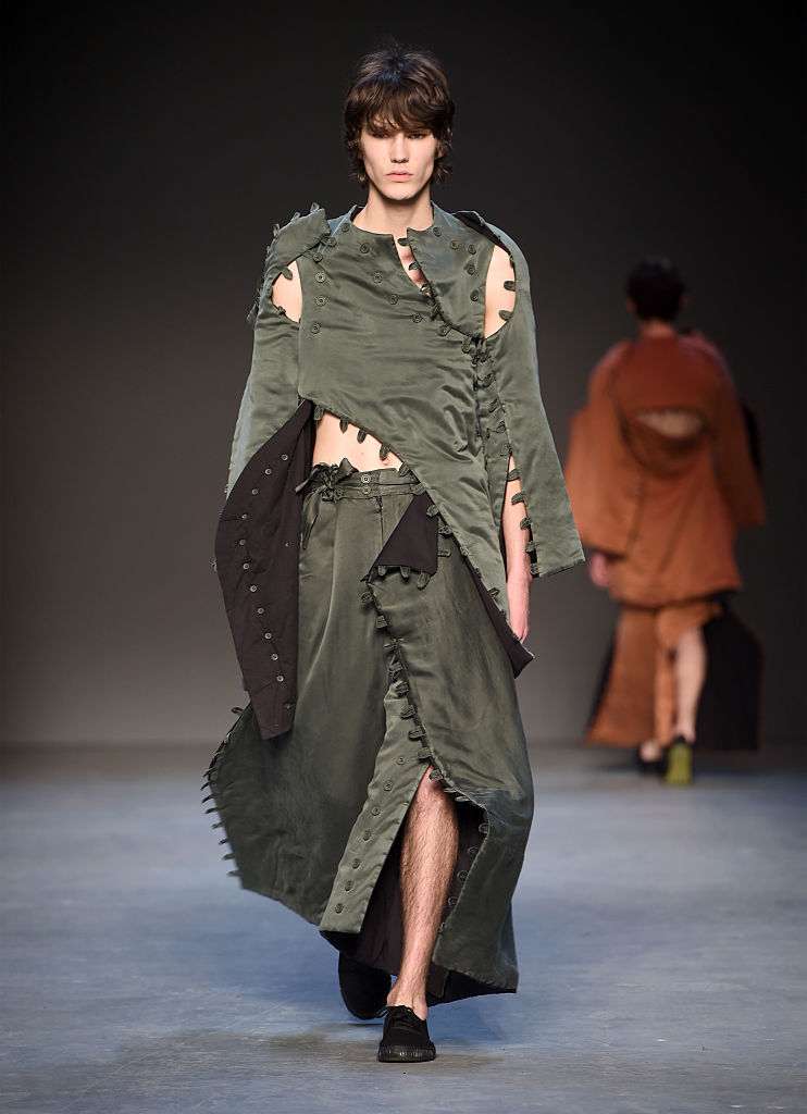 LONDON, ENGLAND - JANUARY 08: A model walks the runway at the Craig Green show during the London Collections Men AW16 at the Topman Show Space on January 8, 2016 in London, England.