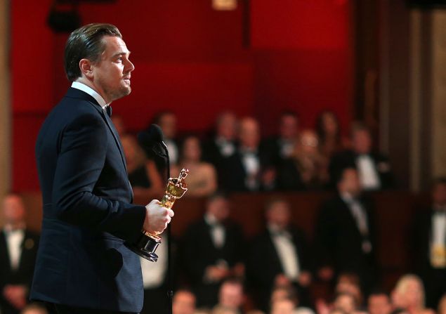 Leonardo DiCaprio at the 86th Annual Oscar Ceremony.