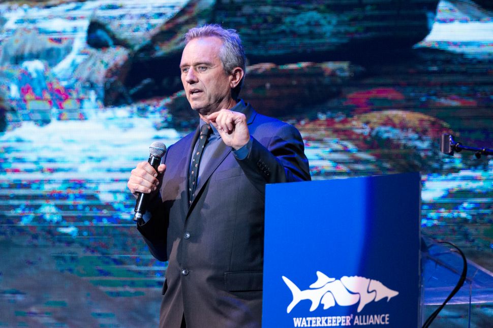 President of the Board of Waterkeeper Alliance Robert F. Kennedy Jr. speaks on stage at the Keep It Clean Comedy Benefit for Waterkeeper Alliance at Avalon on April 21, 2016 in Hollywood, California.