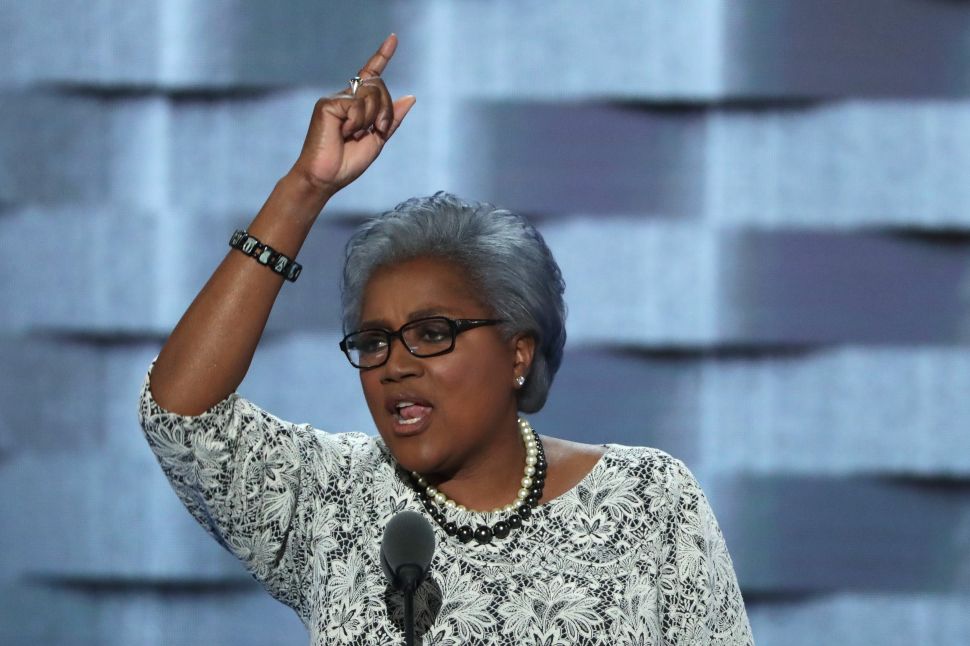 Interim chair of the Democratic National Committee, Donna Brazile delivers remarks on the second day of the Democratic National Convention at the Wells Fargo Center, July 26, 2016 in Philadelphia, Pennsylvania.
