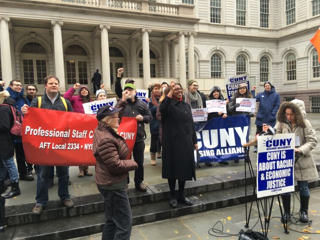 Public Advocate Letitia James, a CUNY alumna, and advocates call on the city and the state to fully fund CUNY.