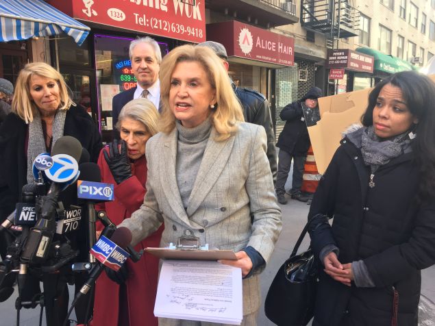 Congresswoman Carolyn Maloney speaks at a press conference celebrating the upcoming opening of the Second Avenue Subway Line.