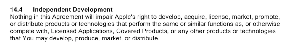 Apple's 74-page developer program license agreement