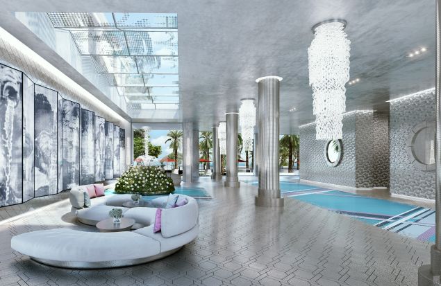 The rendering for the South Tower lobby Karl Lagerfeld is designing.