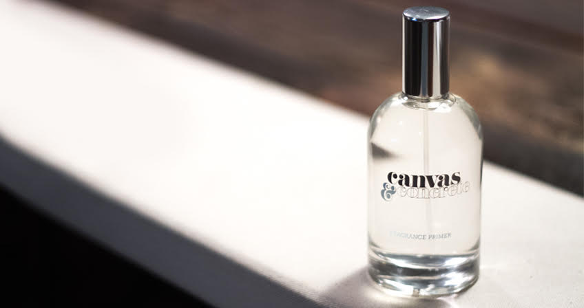Bottle of Canvas & Concrete fragrance primer.
