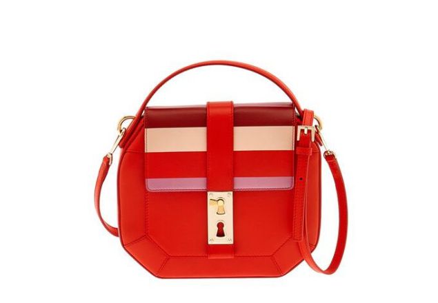 Tina Craig for Gianfranco Lotti Otto Medium Striped Leather Shoulder Bag, $2,185, Net-A-Porter.com,