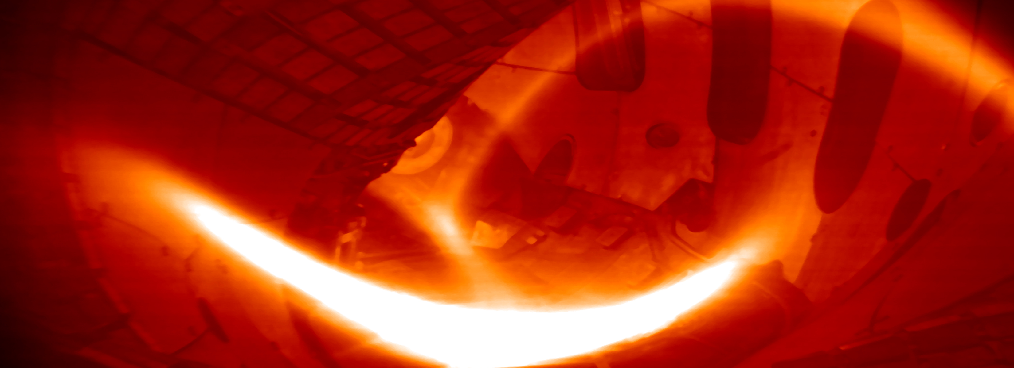 The plasma inside a fusion reactor.