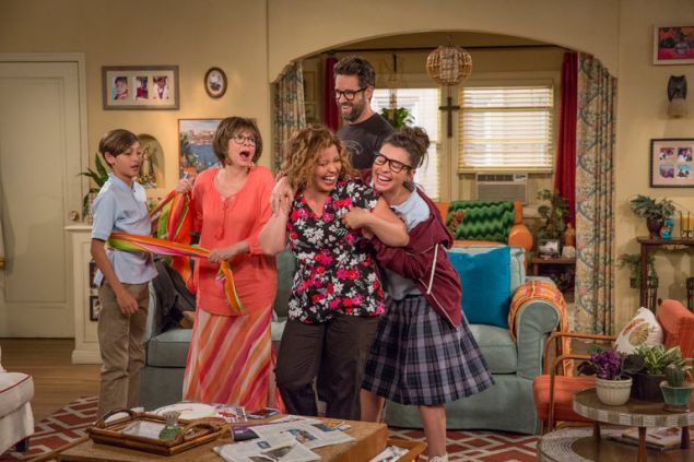 From left, Marcel Ruiz, Rita Moreno, Justina Machado, Todd Grinnell and Isabella Gomez in One Day At a Time.