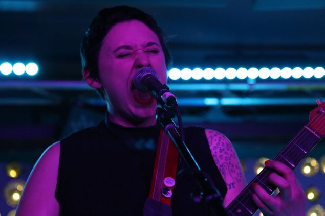 Allison Crutchfield with Swearin' at one of their final shows in February 2015