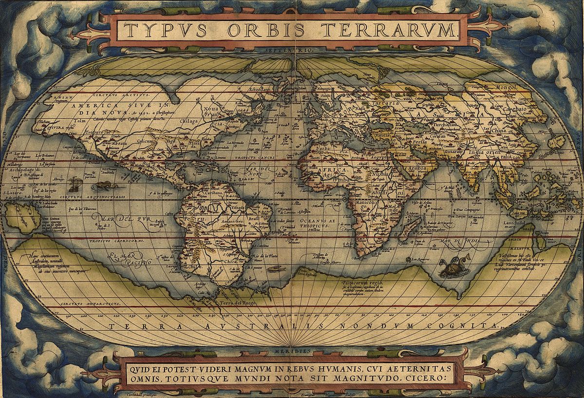 The world Ortelius' Typus Orbis Terrarum, first published 1564.