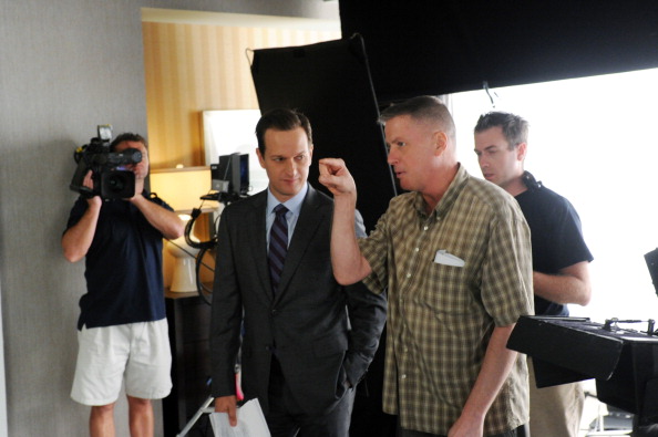 Josh Charles (center) and camera "A" operator Peter Nolan (right) on the set of THE GOOD WIFE