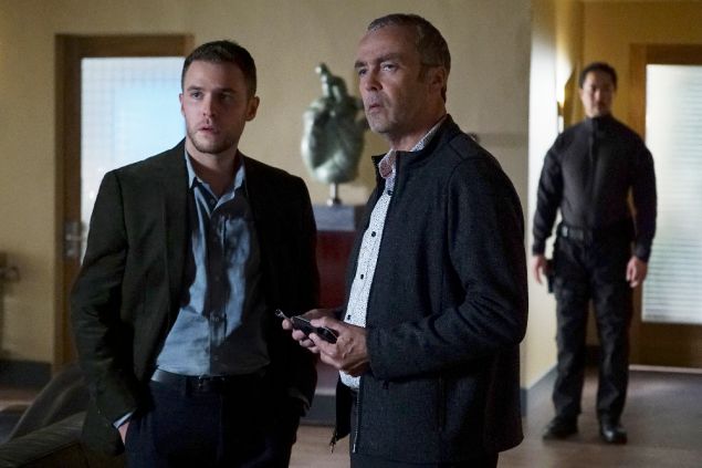 Iain De Caestecker as Agent Leo Fitz and John Hanna as Holden Radcliffe.