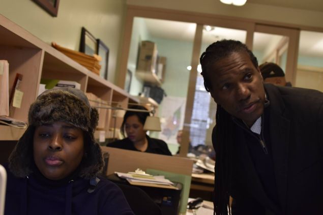 Marvin Holland, right, with a campaign aide.
