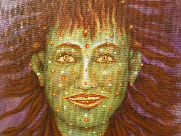 Detail of a painting by Bernard Gilardi, at Portrait Society Gallery.