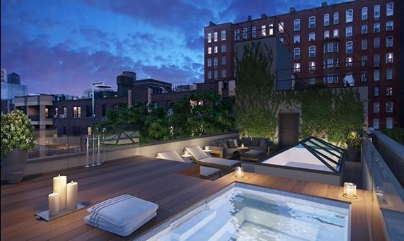A rendering of the roof deck.