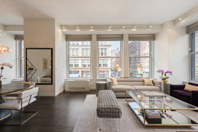 The luxe apartment is on the second floor of a Flatiron condo. 