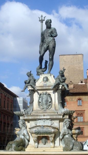 The Fountain of Neptune, by Jean de Boulogne, in Bologna, Italy.