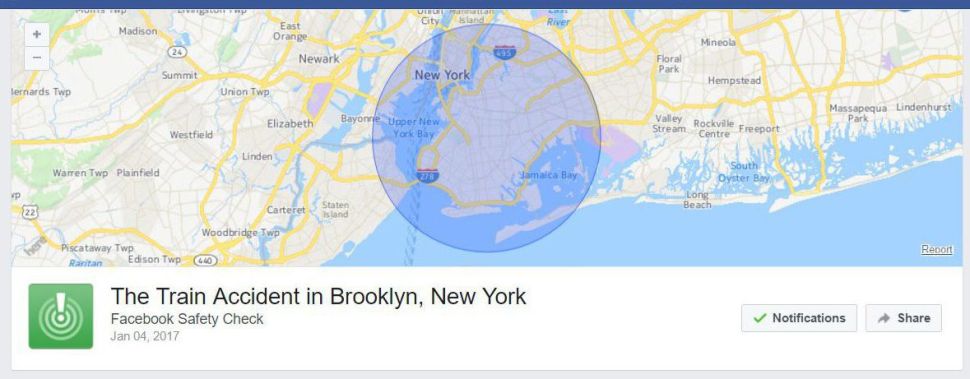Facebook's safety check page.