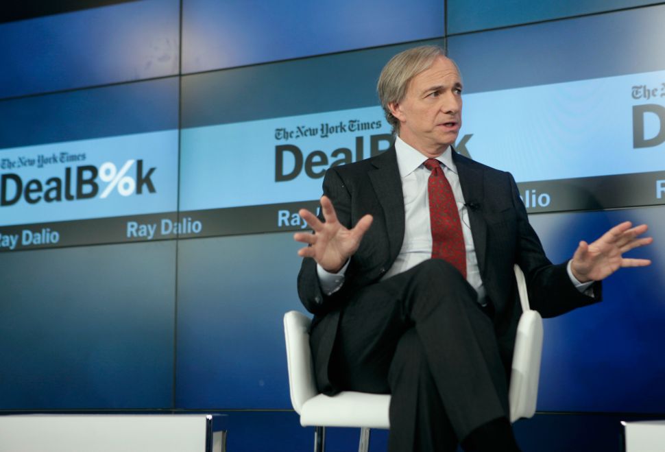 NEW YORK, NY - DECEMBER 11: Chairman and Co-CIO, Bridgewater Associates Ray Dalio speaks onstage during The New York Times DealBook Conference at One World Trade Center on December 11, 2014 in New York City. 