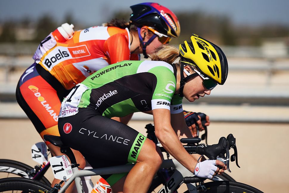 Shelley Olds of Cylance Pro Cycling in action during stage 3 of the 2016 Ladies Tour of Qatar.