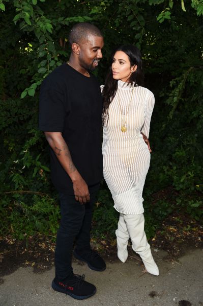 Kanye West and Kim Kardashian West at Yeezy Season 4. 