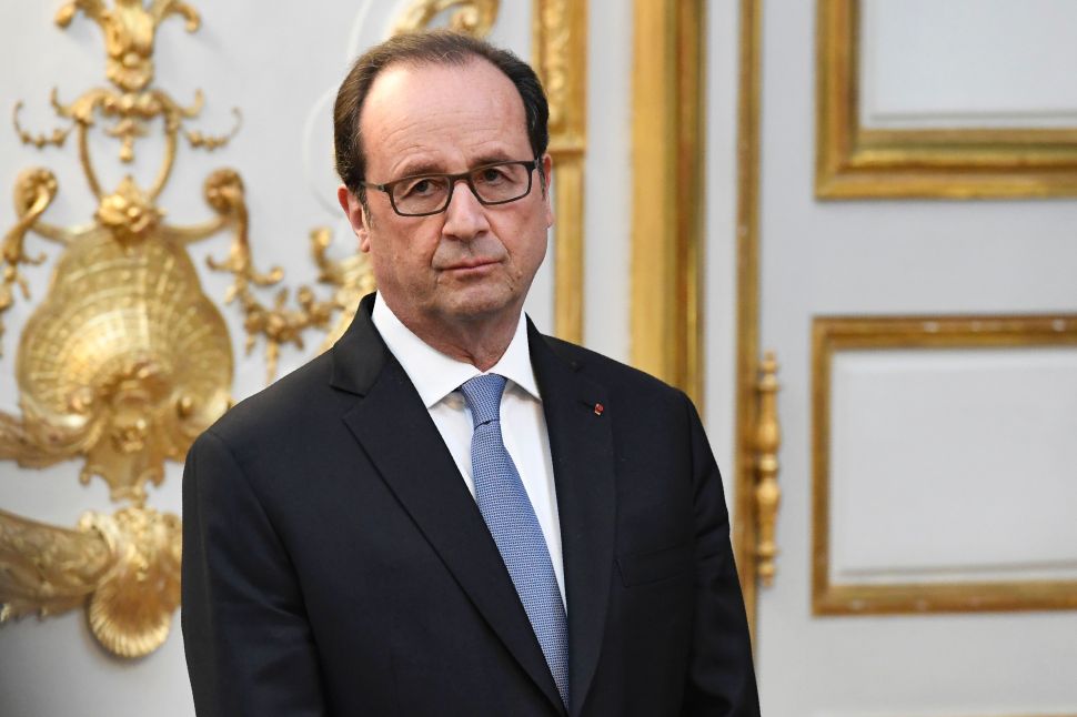 French President Francois Hollande at the Elysee Presidential Palace in Paris.