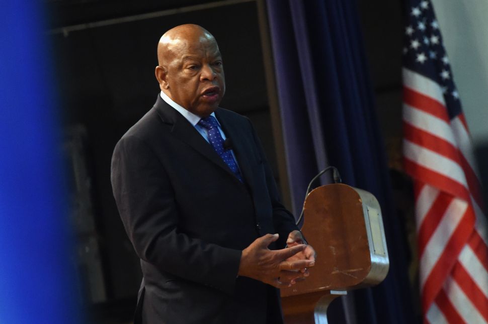 NASHVILLE, TN - NOVEMBER 19: Congressman John Lewis chats with addresses audience attending Nashville Public Library Award to Civil Rights Icon Congressman John Lewis - Literary Award on November 19, 2016 in Nashville, Tennessee.