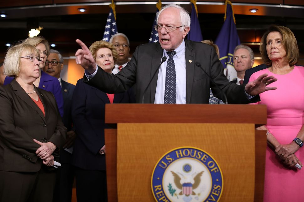 Sen. Bernie Sanders joins fellow Democrats from both the House and Senate at the U.S. Capitol January 4, 2017 in Washington, DC.