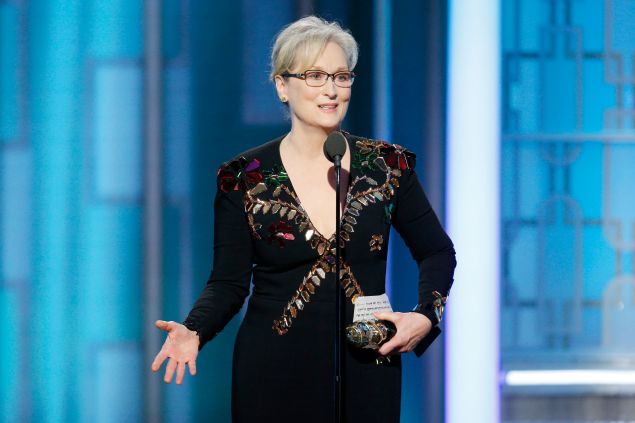Meryl Streep at the 74th Golden Globe Awards. 