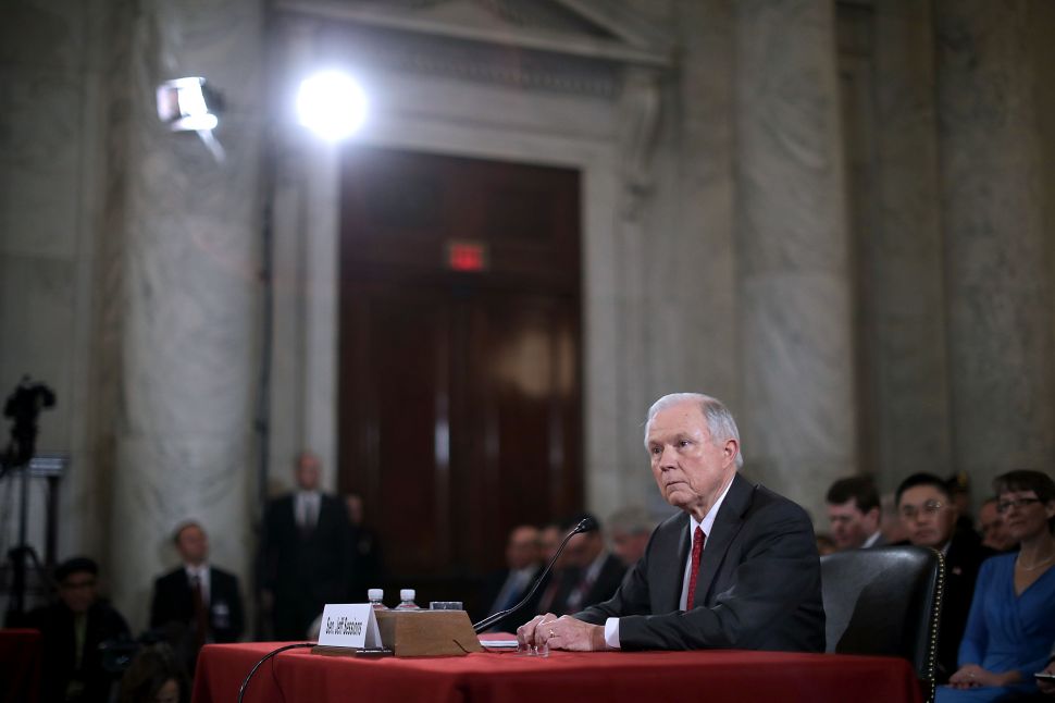 WASHINGTON, DC - JANUARY 10: Sen. Jeff Sessions (R-AL) testifies before the Senate Judiciary Committee during his confirmation hearing to be the U.S. Attorney General January 10, 2017 in Washington, DC. Sessions was one of the first members of Congress to endorse and support President-elect Donald Trump, who nominated him for Attorney General.