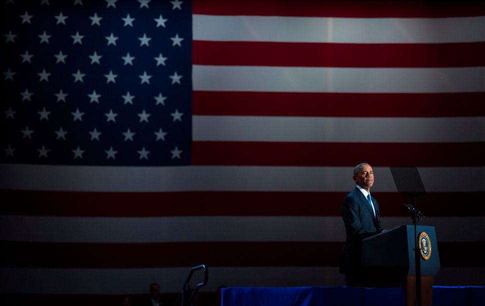 President Barack Obama during his farewell speech on January 10, 2017 in Chicago, Illinois.