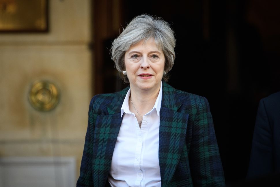 LONDON, ENGLAND - JANUARY 17: British Prime Minister Theresa May leaves after delivering her keynote speech on Brexit at Lancaster House on January 17, 2017 in London, England. In the speech, she announced that the UK is to leave the single market.