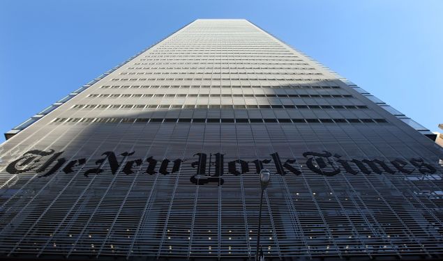 The New York Times headquarters is seen February 14, 2008 in New York City.