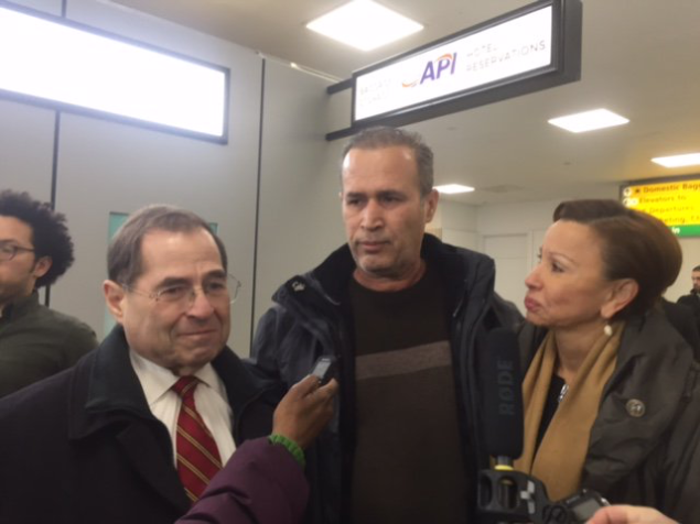 Congressman Jerrold Nadler and Congresswoman Nydia Velazquez flanking Hameed Khalid Darweesh.