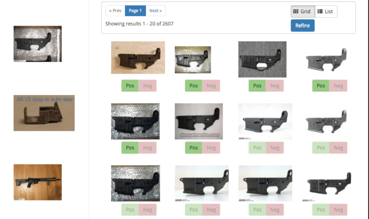Tika extracting information from images of weapons curated from the deep and dark web. Stolen weapons are classified automatically for further follow-up.